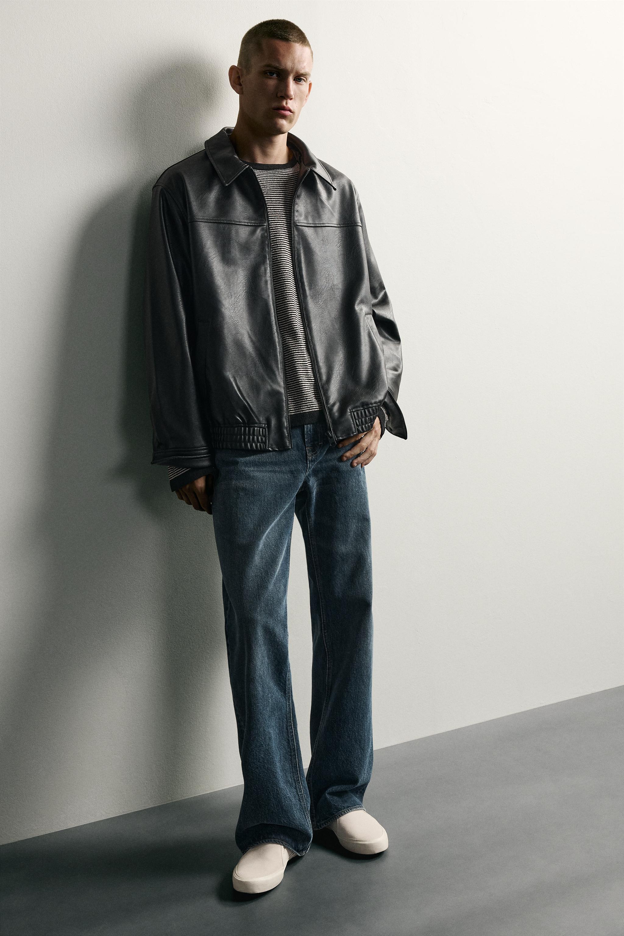 RELAXED-FIT FAUX LEATHER JACKET