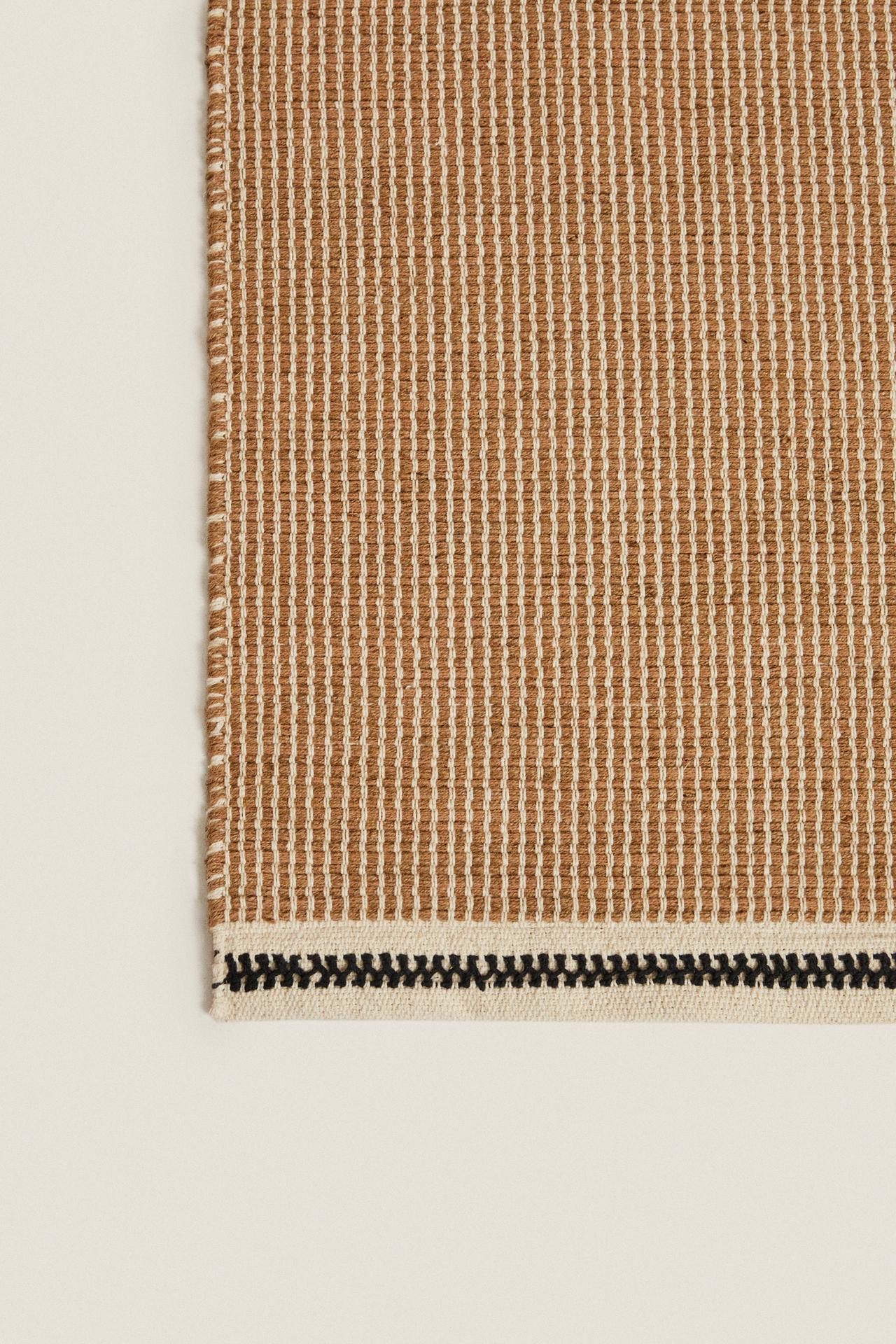 STRIPED JUTE AREA RUG — Light beige