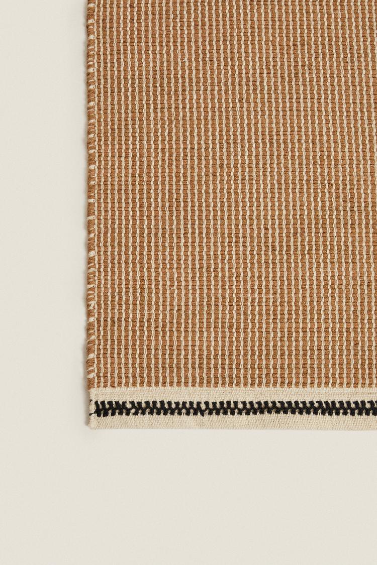 STRIPED JUTE AREA RUG — Light beige