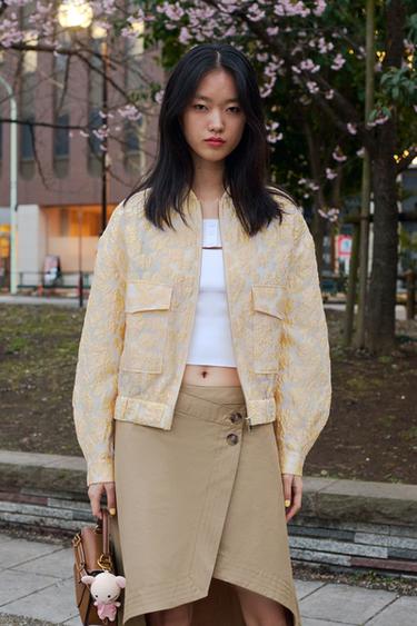 カットアウトフィットニットトップスホワイトZaraのカットアウトフィットニットトップス - ホワイト 