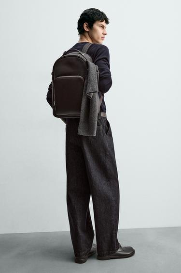 TEXTURED BACKPACK - Brown by Zara - Image 0