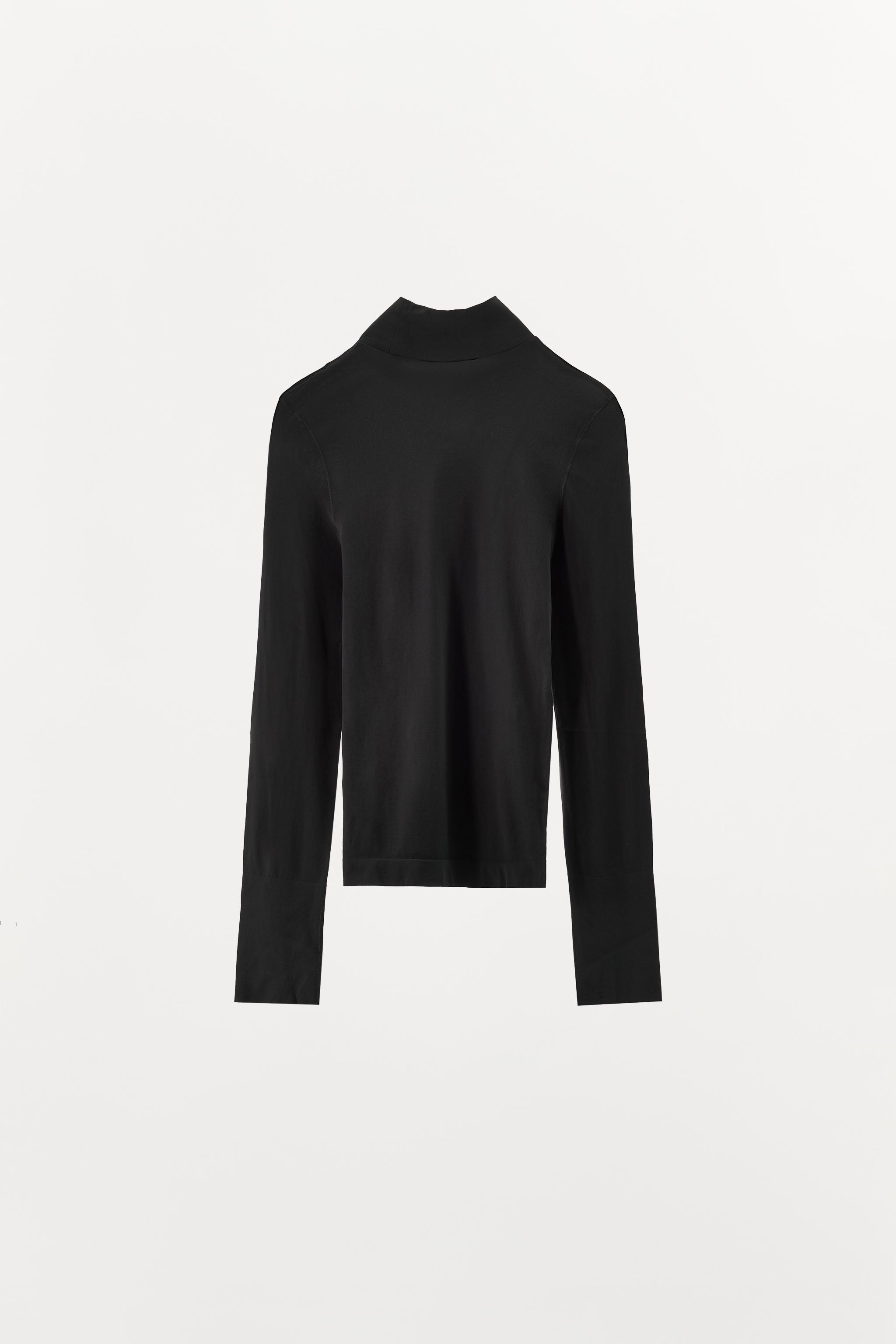 HIGH NECK TOP WITH POLYAMIDE - Black | ZARA United States