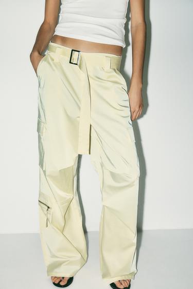 PANTALÓN CARGO SATINADO - Amarillo claro de Zara