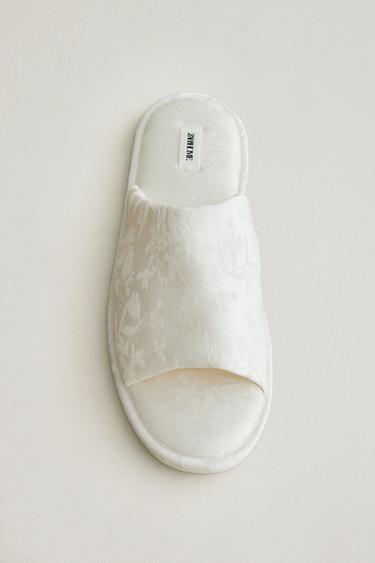 Zara JACQUARD SLIDES - Beige