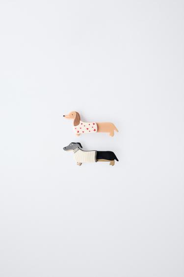 CONFEZIONE DI DUE PINZE A CLIP A FORMA DI CANE - Marrone di Zara - Immagine 0
