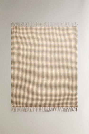 CHECK THROW WITH FRINGING - Beige by Zara - Image 0