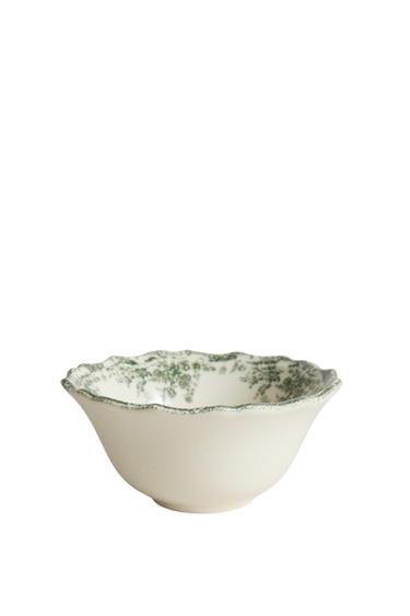 TIGELA DE APERITIVO CERÂMICA COM ESTAMPADO FLORAL - Verde-oliva-escuro da Zara