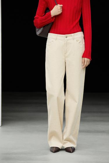 Straight-leg corduroy pants — Ecru 2