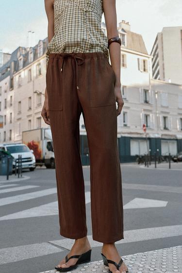 PANTALON À TAILLE ÉLASTIQUE - Marron de Zara - Image 2