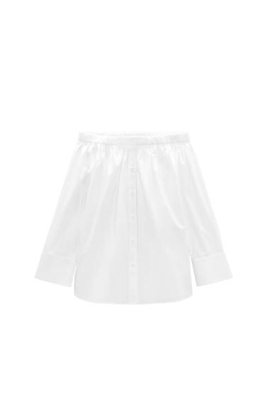 OFF-THE-SHOULDER POPLIN SHIRT