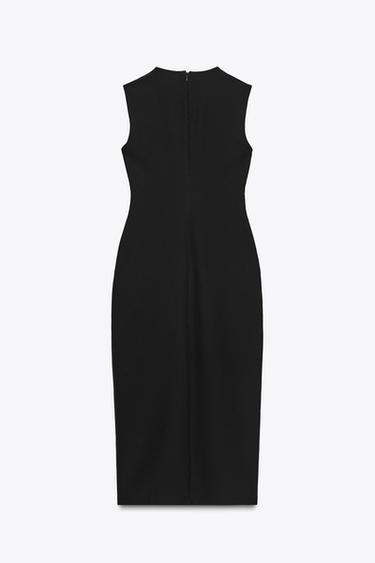 BELTED CREPE MIDI DRESS - Black by Zara - Image 5