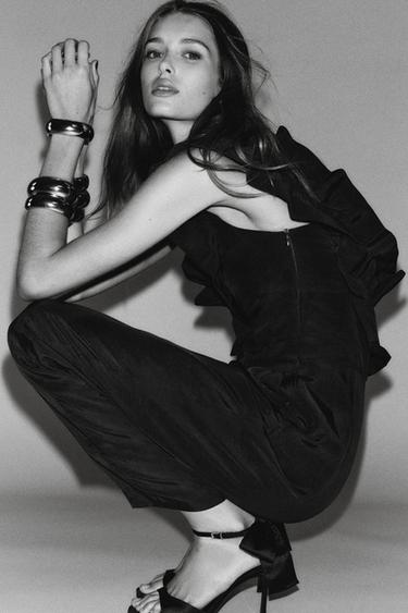 ASYMMETRIC RUFFLE JUMPSUIT - Brown by Zara - Image 7