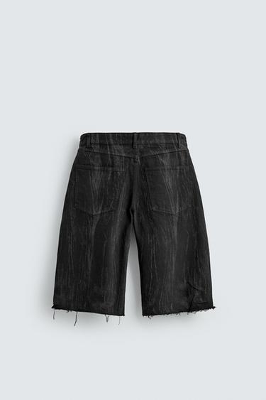 FADED PRINT DENIM JORTS - Black by Zara - Image 7