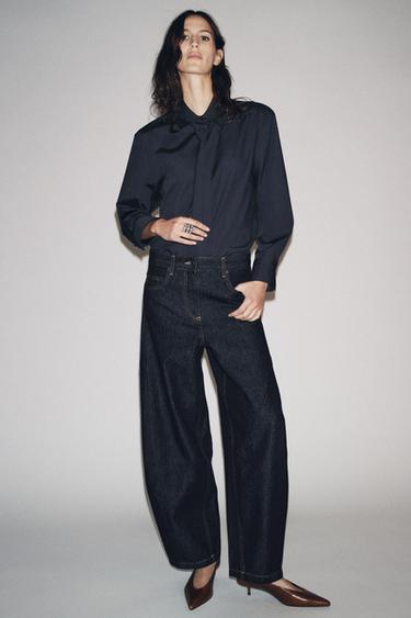 ДЖИНСЫ ZW COLLECTION ANKLE BALLOON СО СРЕДНЕЙ ПОСАДКОЙ — СИНИЙ от Zara
