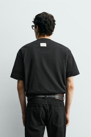 EMBROIDERED SLOGAN T-SHIRT - Black by Zara - Image 2