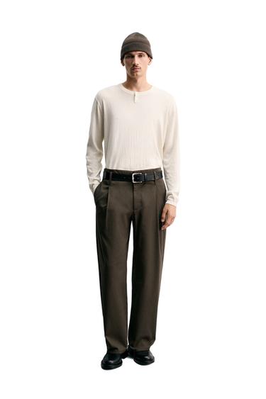 COTTON-CASHMERE BUTTON NECK SWEATER - Ecru by Zara