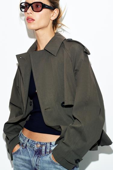 SHORT HOODED TRENCH COAT - dark khaki by Zara - Image 7