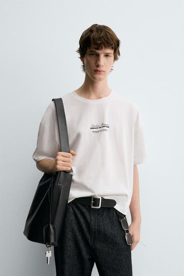 T-SHIRT MET PALMBOMENPRINT - Wit van Zara