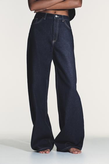 TRF EXTRA WIDE-LEG HIGH-WAIST JEANS - Dark indigo by Zara