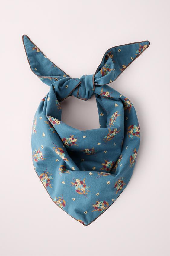 FOULARD IMPRIMÉ FLEURS CREATED BY CARAMEL LONDON X ZARA - Bleu pétrole de Zara - Image 3