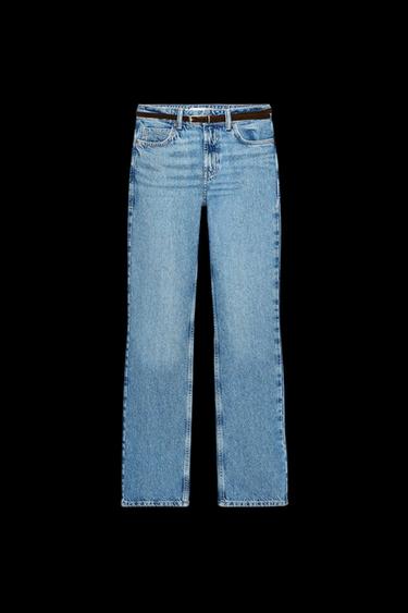 JEANS Z1975 90'S STRAIGHT MIT HOHEM BUND UND GÜRTEL - Mittelblau von Zara - Bild 0