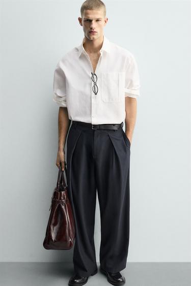 PANTALON À PLIS ET RAYURES TENNIS - Bleu marine de Zara - Image 5