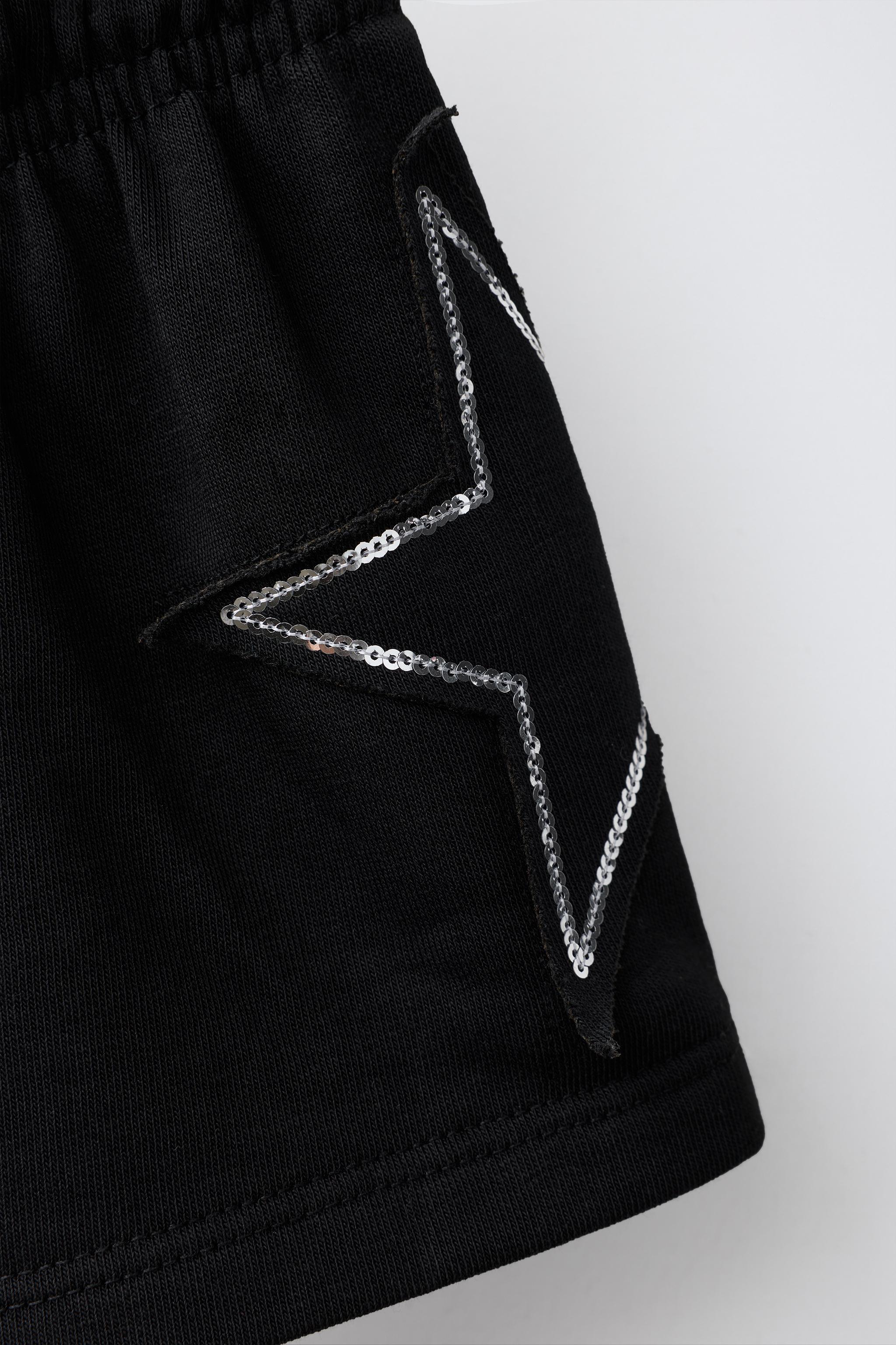 Детские шорты Zara SEQUIN NUMBER PATCH SHORTS — фото 4