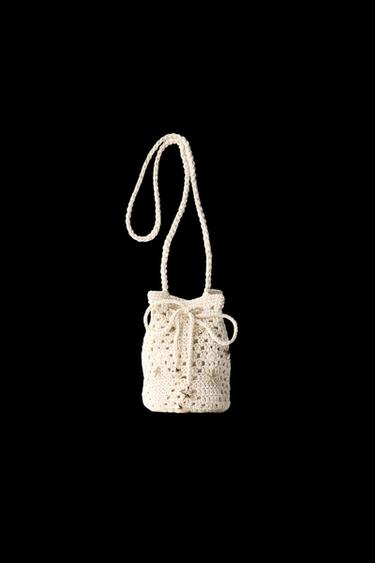 CROCHET CROSSBODY BAG WITH MARINE DETAIL - Ecru White by Zara