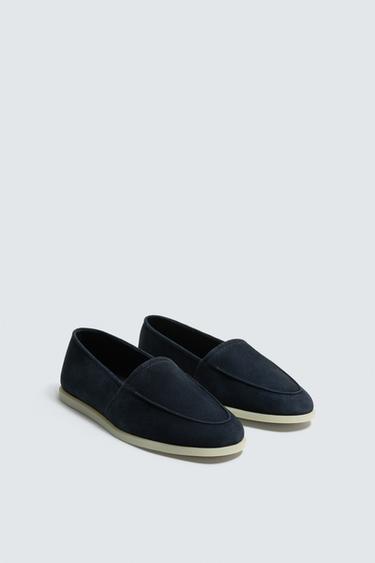 CASUAL LEATHER LOAFERS - Blue by Zara