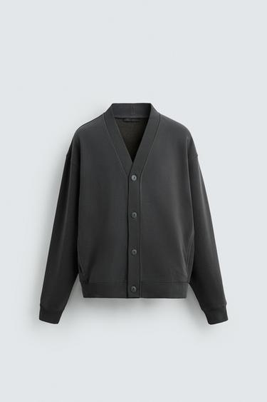 RELAXED FIT CARDIGAN WITH POCKETS - Anthracite grey by Zara