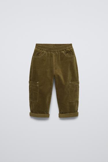 БРЮКИ КАРГО ИЗ ТОНКОГО ВЕЛЬВЕТА — ОЛИВКОВЫЙ от Zara — изображение 0