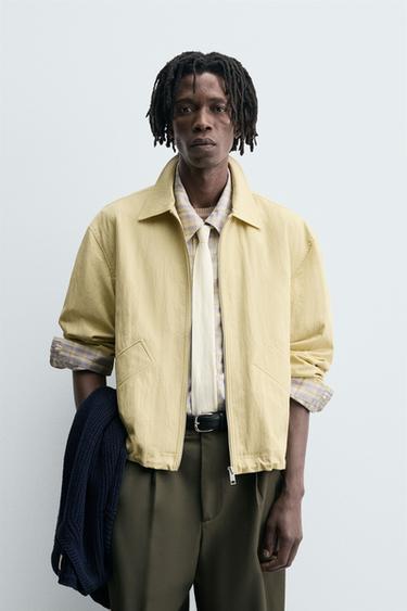 STRUCTURED CROPPED FIT JACKET - Light yellow by Zara - Image 1