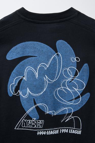 T-SHIRT WITH RAISED PRINT - Black by Zara - Image 3