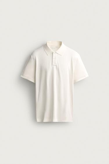 REGULAR FIT PIMA COTTON POLO SHIRT - Ecru by Zara