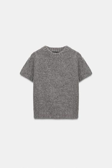 TOP AVEC LAINE MANCHES COURTES - Gris de Zara - Image 5