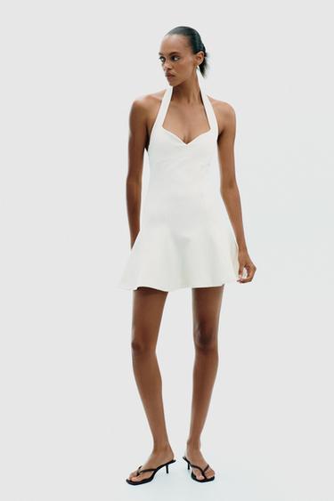 MINIABITO HALTER INTERLOCK - Écru di Zara