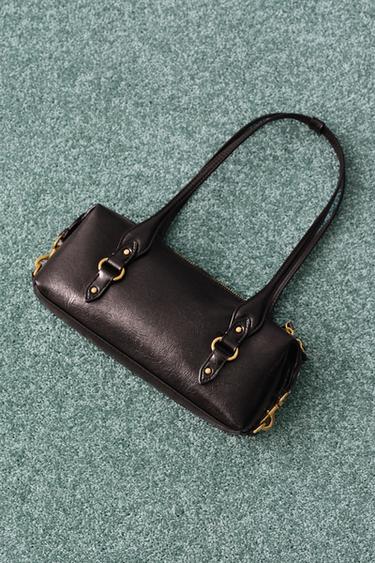 SHOULDER BAG WITH METALLIC DETAILS - Burgundy Red by Zara