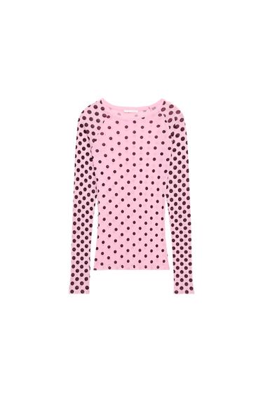 CAMISETA SUPIMA® MANGA LARGA LUNARES - Rosa de Zara