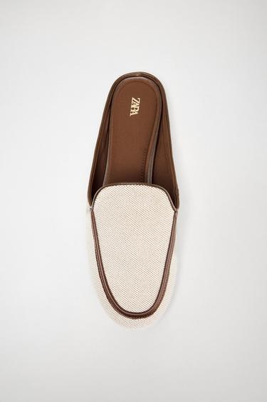 بابوج نسيجي بغرزة راجعة - بيج فاتح by Zara