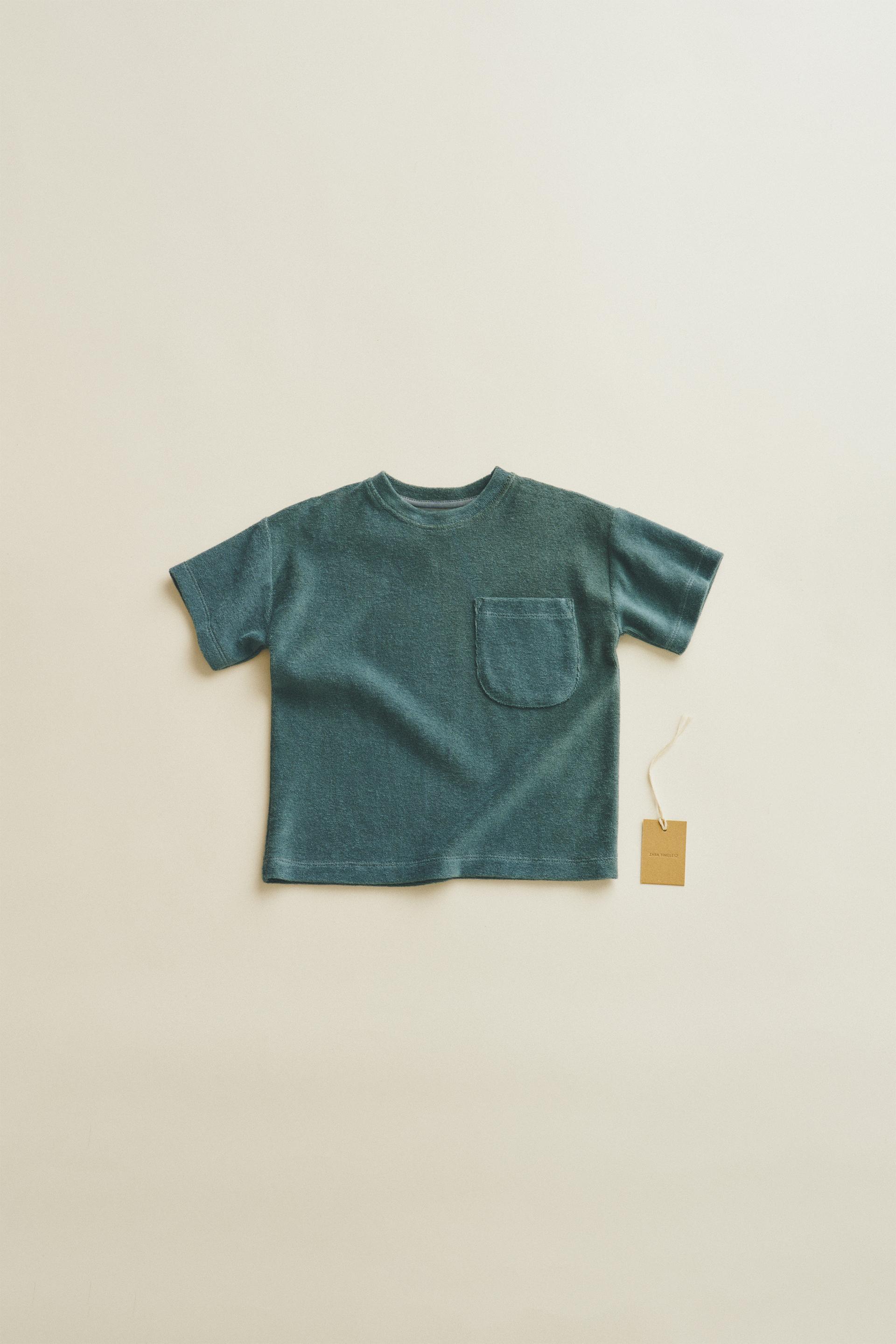 TIMELESZ - TERRYCLOTH POCKET T-SHIRT - Green / Blue | ZARA United States