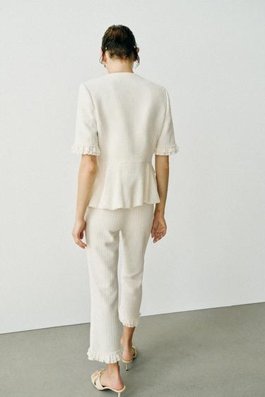PEPLUM JACKET WITH SHORT RUFFLE SLEEVES - Ecru by Zara - Image 6