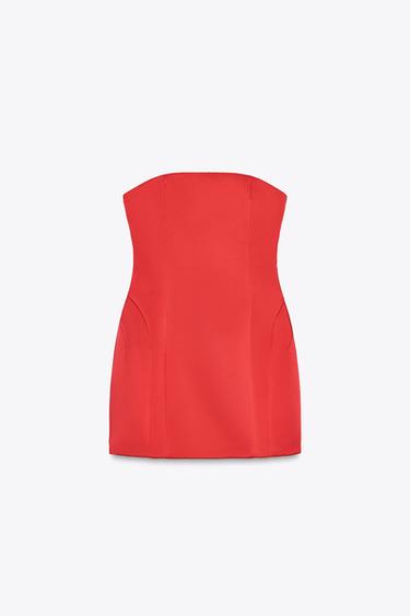 SATIN PLAYSUIT DRESS - Red by Zara