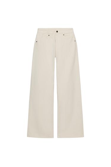 JEANS ZW COLLECTION WIDE LEG HOGE TAILLE - Ecru van Zara