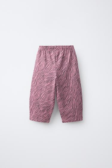 ANIMAL PRINT BALLOON PANTS — Mid-pink 2