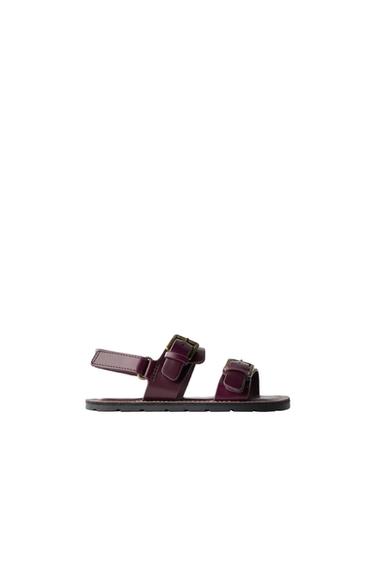 SANDALIA PIEL - Violeta Berenjena de Zara