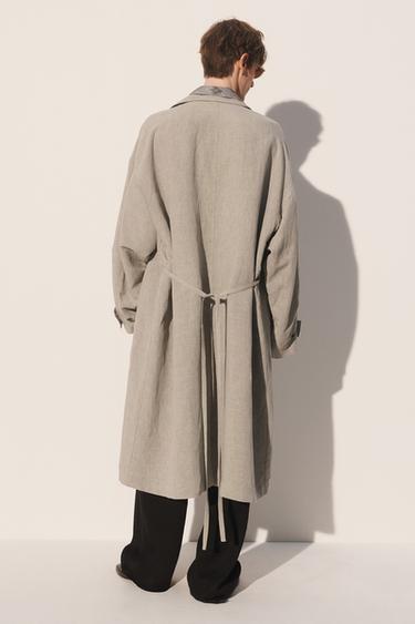 Zara RELAXED FIT VISCOSE-LINEN PARKA - Mink