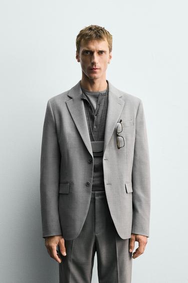TEXTURED SUIT BLAZER - Light grey by Zara