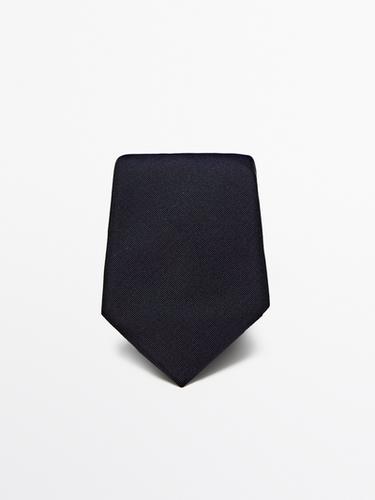 Cotton and silk blend twill tie — Blue 1