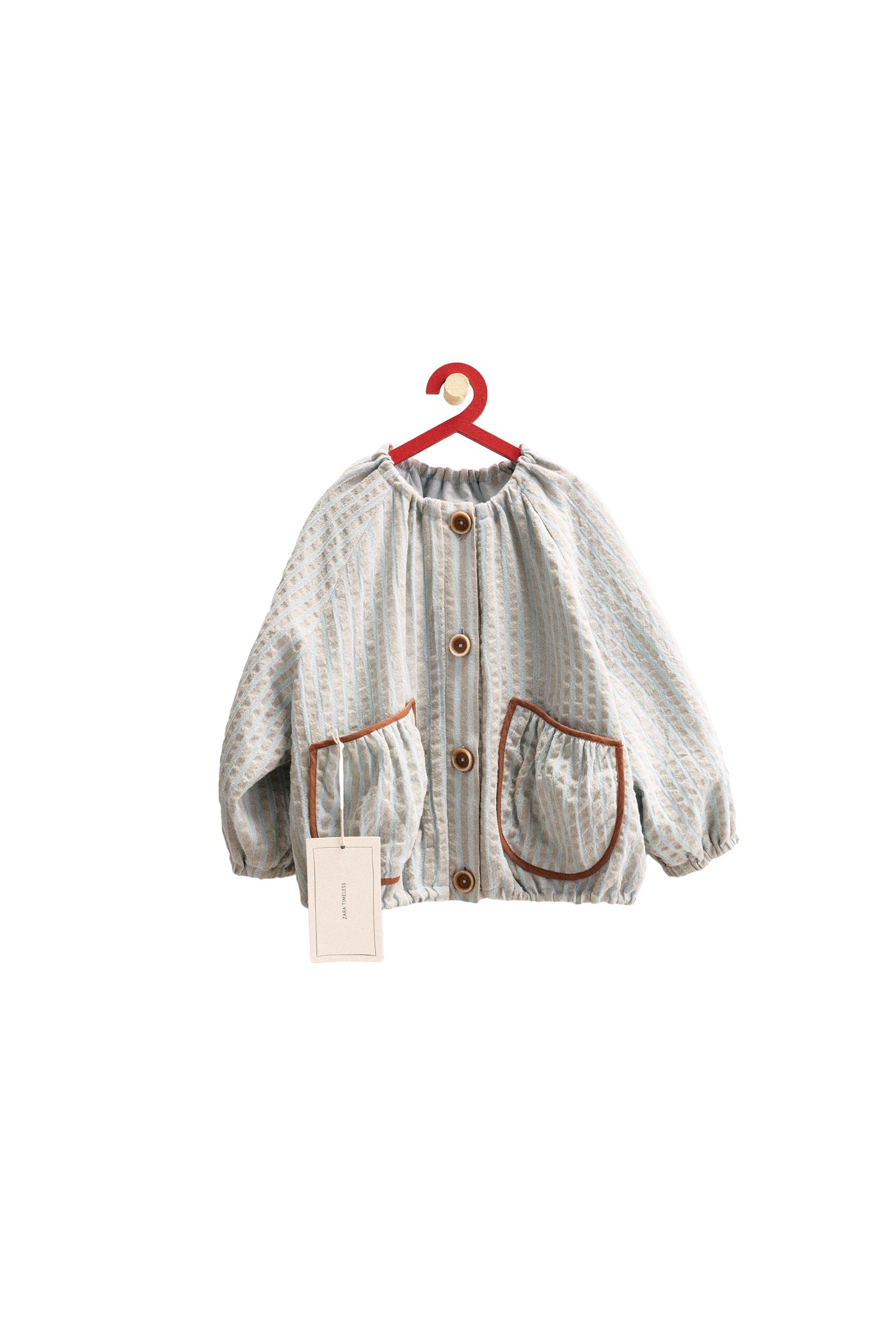 ZARA TIMELESS - STRIPED TEXTURED JACKET - Light blue | ZARA United