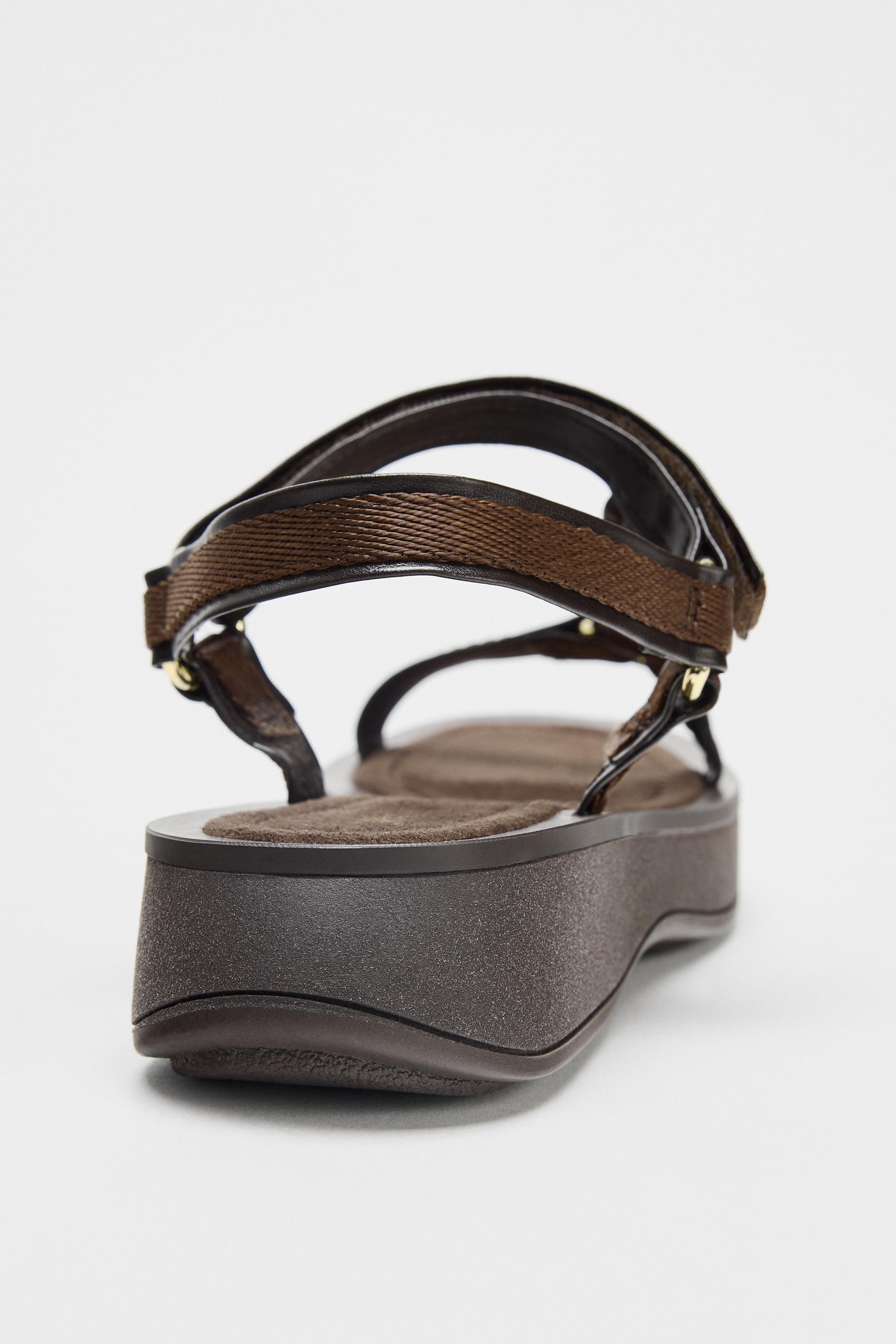★ZARA★ SANDALS WITH ADHESIVE STRAPS SANDALS WITH ADHESIVE STRAPS - Black | ZARA United States